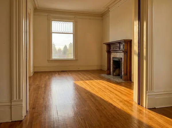 Fairhaven Victorian parlor with refinished fir floor