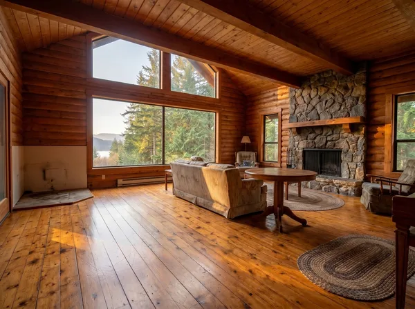 Sudden Valley cedar cabin with refinished pine floor